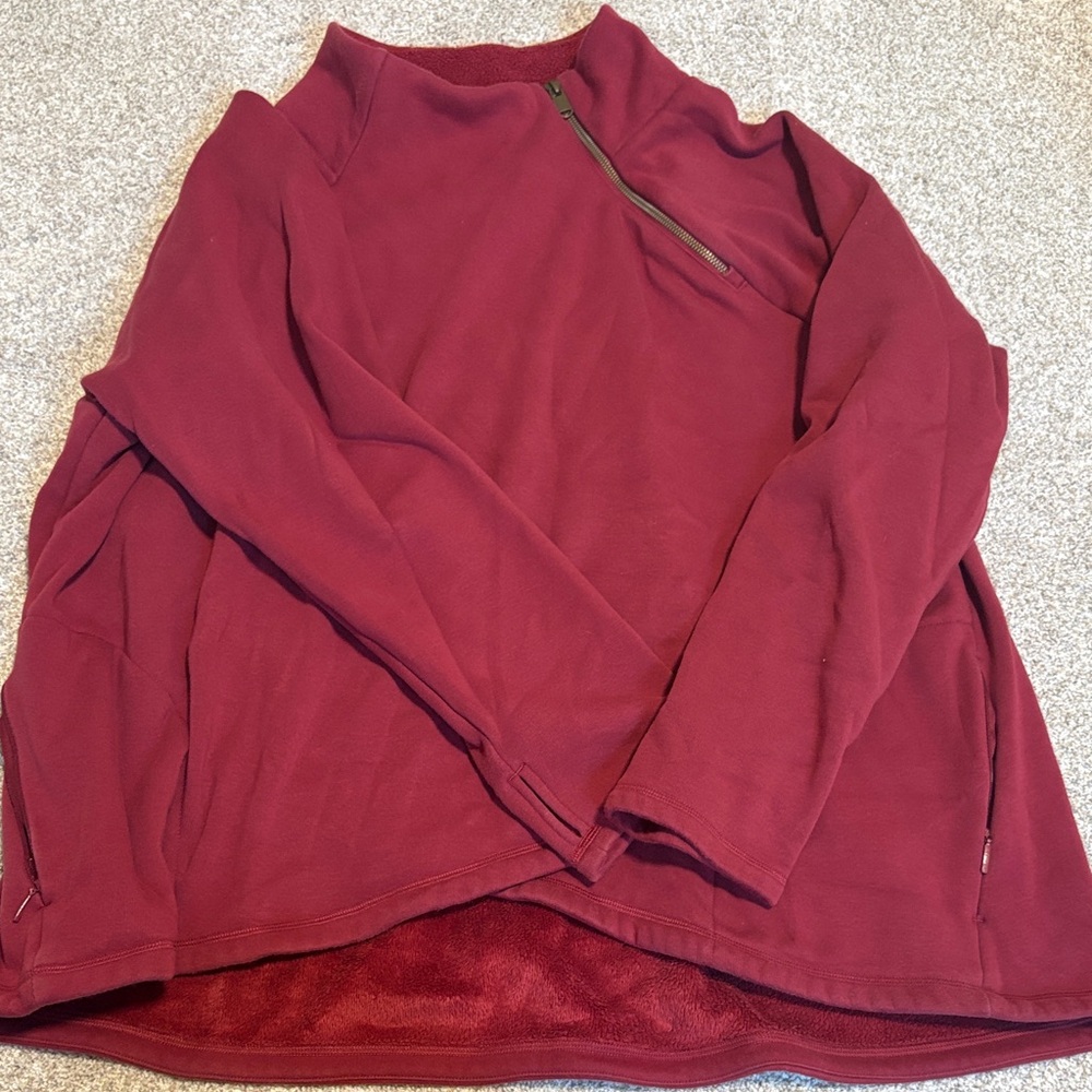 Athleta Deep Red Quarter-Zip Pullover